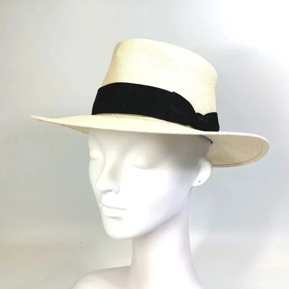 CHANEL CC CC Mark Grosgrain Ribbon 19V hat straw hat straw Beige/Black - Picture 1 of 9